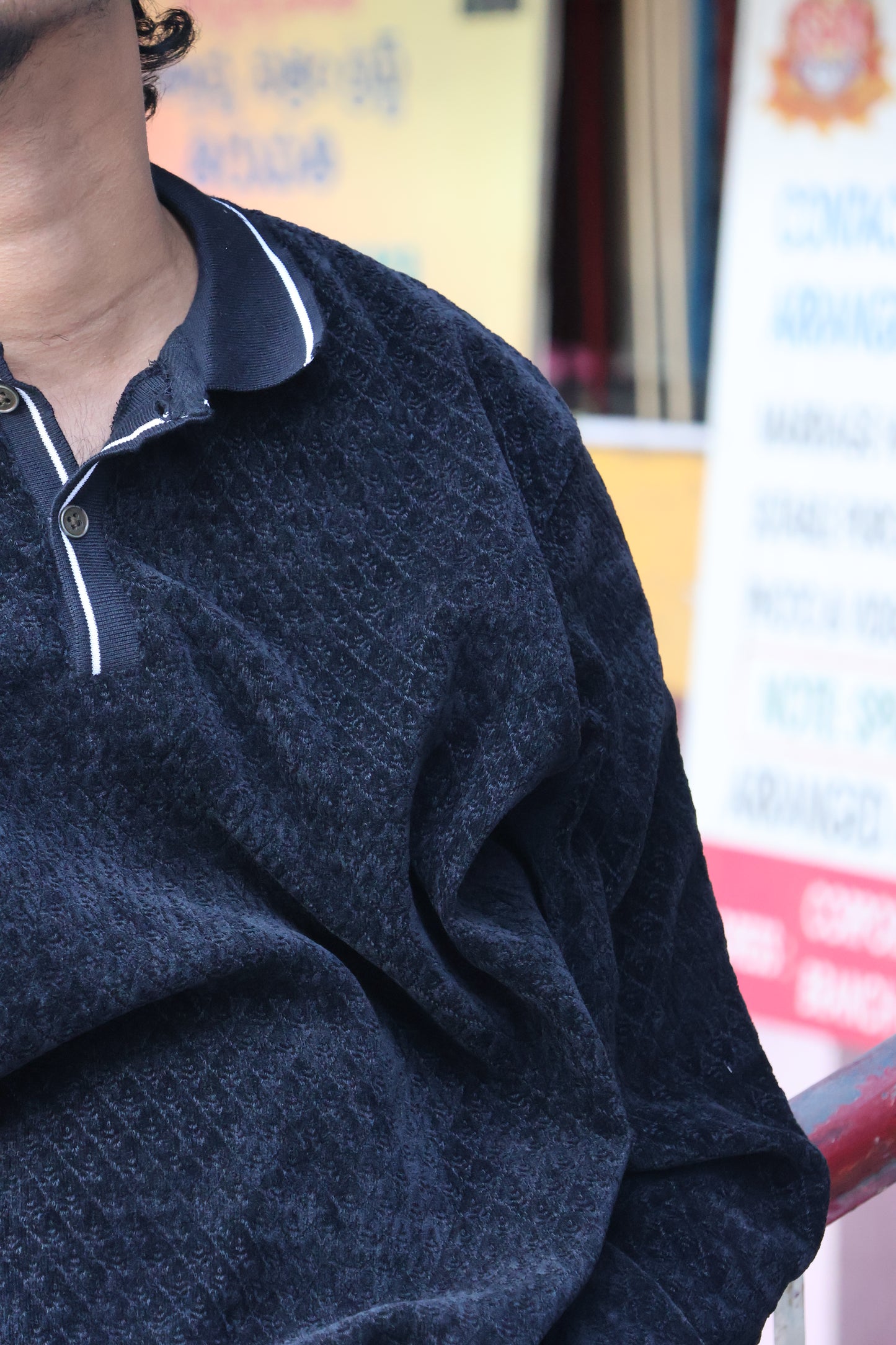 Diamond-Knit Heritage Polo – Premium Textured Long Sleeve