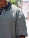 Textured Knit Oversized Polo – Sage Green