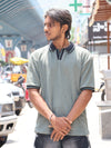 Textured Knit Oversized Polo – Sage Green
