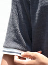 Textured Knit Oversized Polo – Charcoal Black