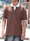 Textured Knit Oversized Polo – Earthy Brown