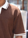 Textured Knit Oversized Polo – Earthy Brown