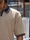 Textured Knit Oversized Polo – Desert Sand