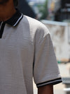 Textured Knit Oversized Polo – Light Grey