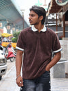 The Vintage Velour Knit Polo – Earth Brown