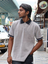 The Vintage Velour Knit Polo – Heather Gray