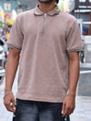 The Textured Quarter-Zip Polo – Sand Beige