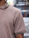 The Textured Quarter-Zip Polo – Sand Beige