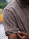 The Textured Quarter-Zip Polo – Sand Beige
