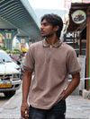 The Textured Quarter-Zip Polo – Sand Beige