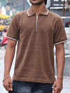 The Textured Quarter-Zip Polo – Cocoa Brown