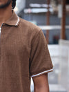 The Textured Quarter-Zip Polo – Cocoa Brown