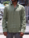 Premium Linen Button-Down Shirt – Sage Green