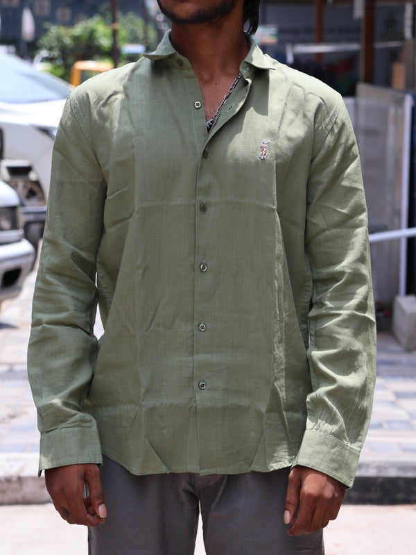 Premium Linen Button-Down Shirt – Sage Green
