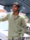 Premium Linen Button-Down Shirt – Sage Green