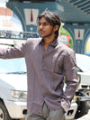 Premium Linen Button-Down Shirt – Muted Charcoal Mauve