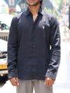 Premium Linen Button-Down Shirt – Obsidian Black
