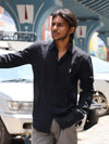 Premium Linen Button-Down Shirt – Obsidian Black