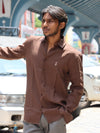 Premium Linen Button-Down Shirt – Earthy Espresso Brown