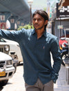 Premium Linen Button-Down Shirt – Deep Teal