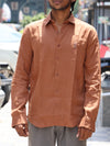 Premium Linen Button-Down Shirt – Terracotta Rust