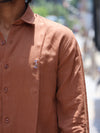 Premium Linen Button-Down Shirt – Terracotta Rust