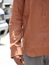 Premium Linen Button-Down Shirt – Terracotta Rust