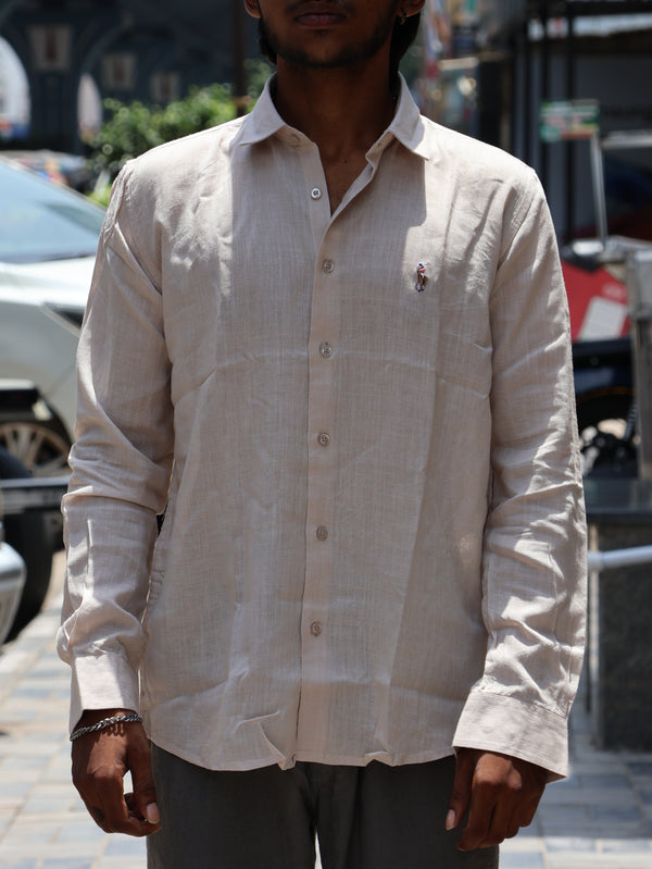 Premium Linen Button-Down Shirt – Oatmeal Cream
