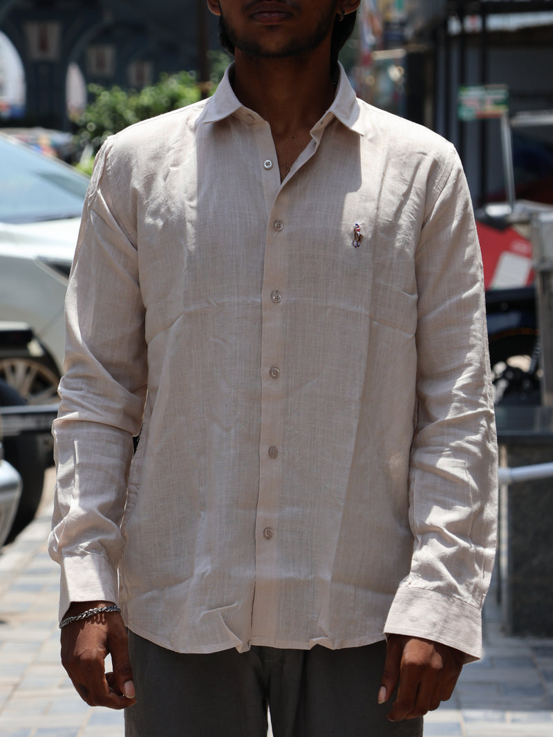 Premium Linen Button-Down Shirt – Oatmeal Cream