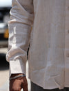 Premium Linen Button-Down Shirt – Oatmeal Cream
