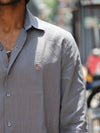 Premium Linen Button-Down Shirt – Ash Grey