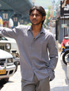 Premium Linen Button-Down Shirt – Ash Grey
