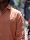 Premium Linen Button-Down Shirt – Apricot Peach