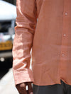 Premium Linen Button-Down Shirt – Apricot Peach