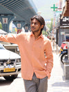 Premium Linen Button-Down Shirt – Apricot Peach