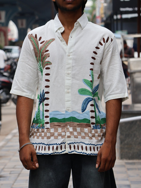 Oasis Oasis Cuban-Collar Linen Shirt