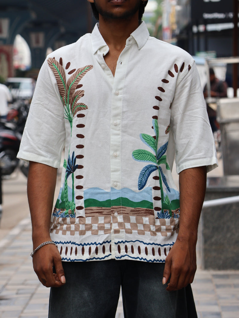 Oasis Oasis Cuban-Collar Linen Shirt