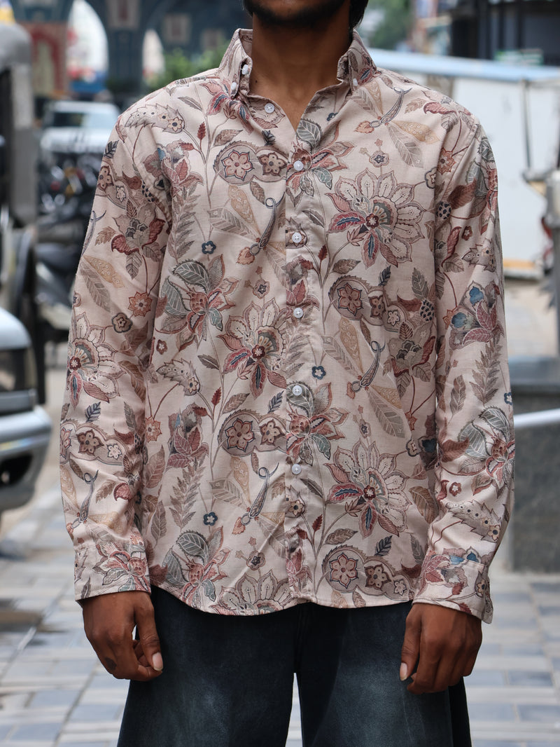 Vintage Earth Floral Button-Down Shirt