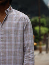 Embroidered Collar Plaid Long-Sleeve Shirt