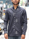 Embroidered Fern Leaf Button-Down Shirt
