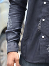 Embroidered Fern Leaf Button-Down Shirt