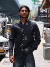 Embroidered Fern Leaf Button-Down Shirt