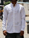 Minimalist Embroidered Leaf Button-Down Shirt