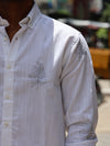 Minimalist Embroidered Leaf Button-Down Shirt