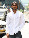 Minimalist Embroidered Leaf Button-Down Shirt