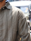 Relaxed Fit Striped Corduroy Shirt – Olive Earth