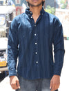 Relaxed Fit Striped Corduroy Shirt – Deep Indigo