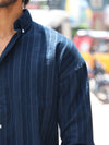 Relaxed Fit Striped Corduroy Shirt – Deep Indigo