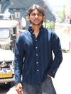 Relaxed Fit Striped Corduroy Shirt – Deep Indigo