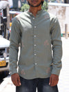 Embroidered Ginkgo Mandarin Collar Shirt – Sage